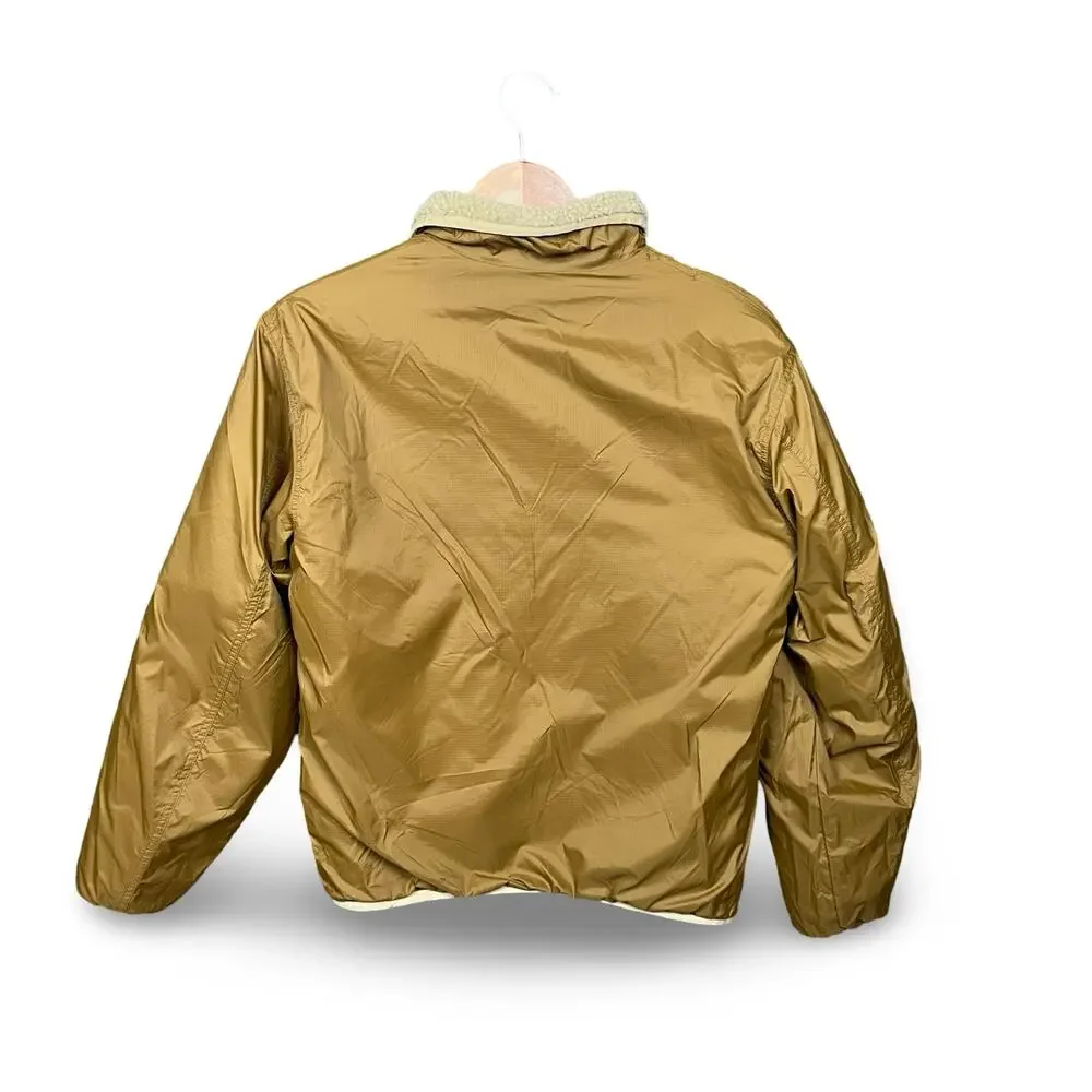 UNIQLO Mens XS Fleece Jacket Full Zip‎ Sherpa Tan Beige Soft Cozy Reversible